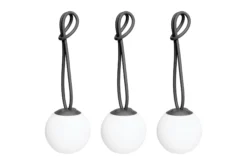 Bolleke Mini set (3 pcs) Kleine wiederaufladbare Lampen, schwarz, 12x12 cm