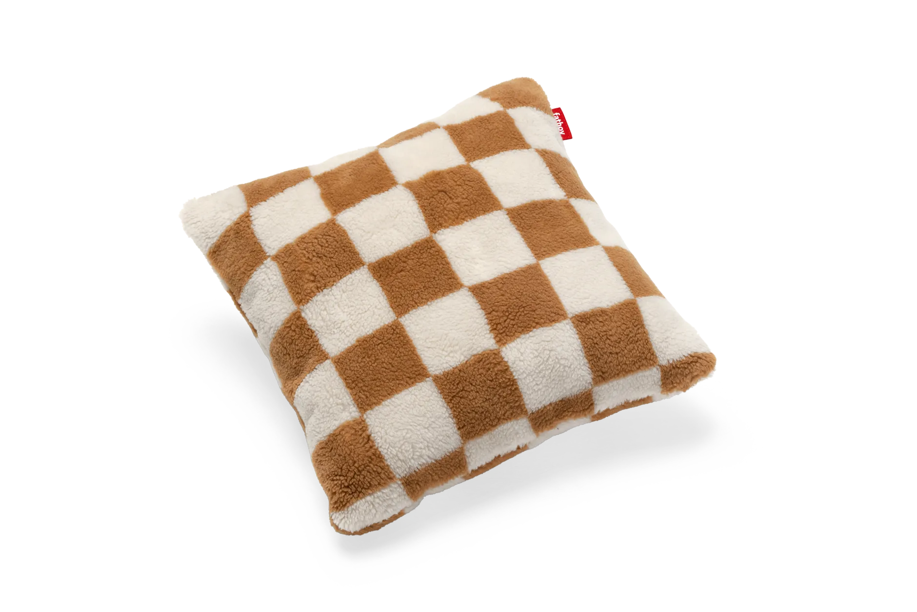 Square Pillow Teddy Kissen aus superweichem Teddy-Stoff, braun, 50x50 cm