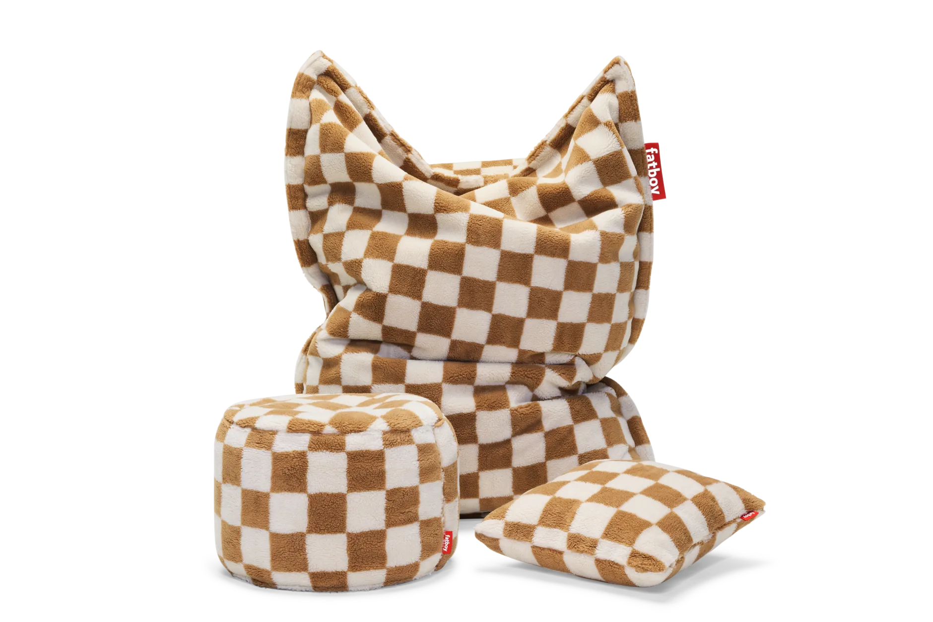 Square Pillow Teddy Kissen aus superweichem Teddy-Stoff, braun, 50x50 cm