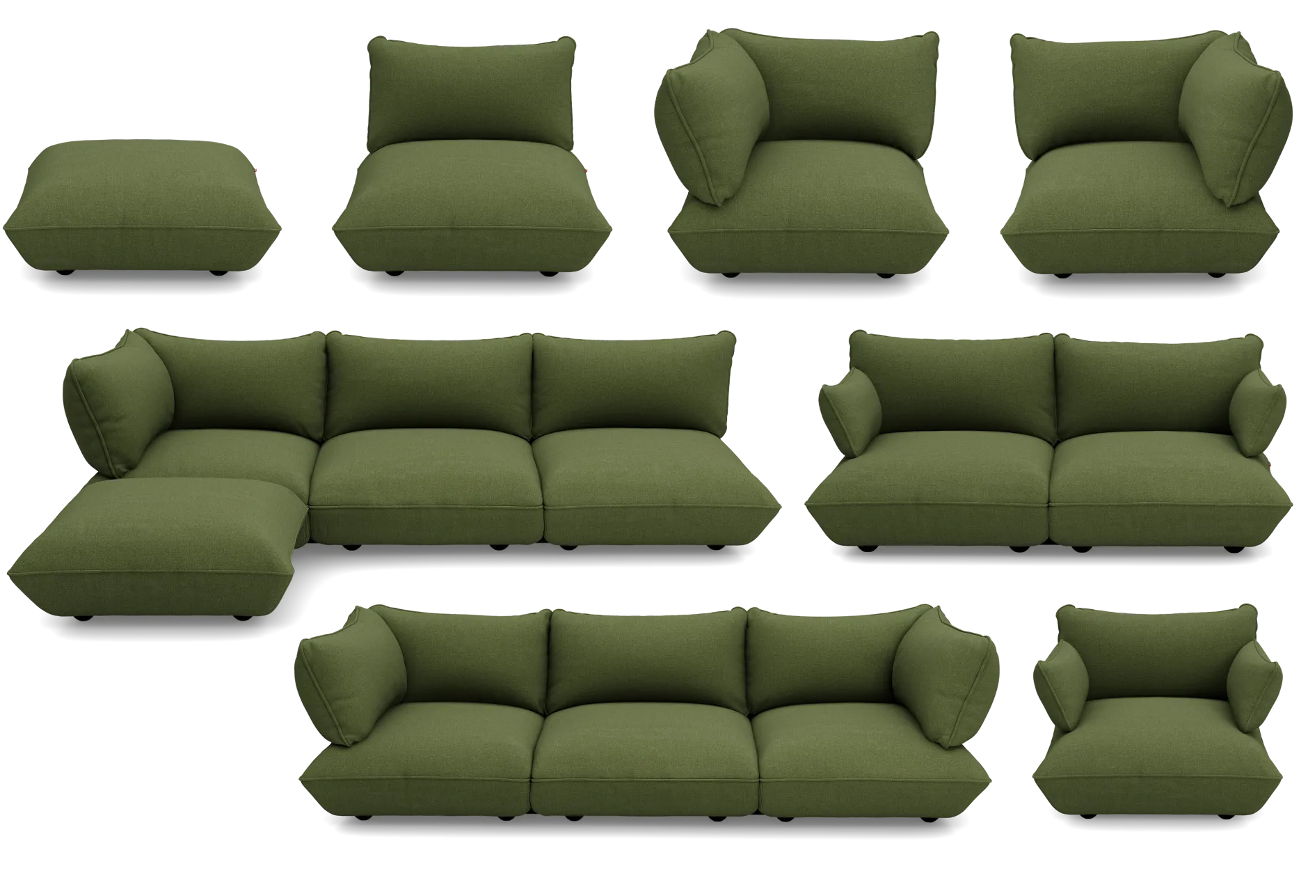 Sumo Corner Sofa Boucle Leaf Green Modulares Indoor-Sofa, 301x108x90 cm