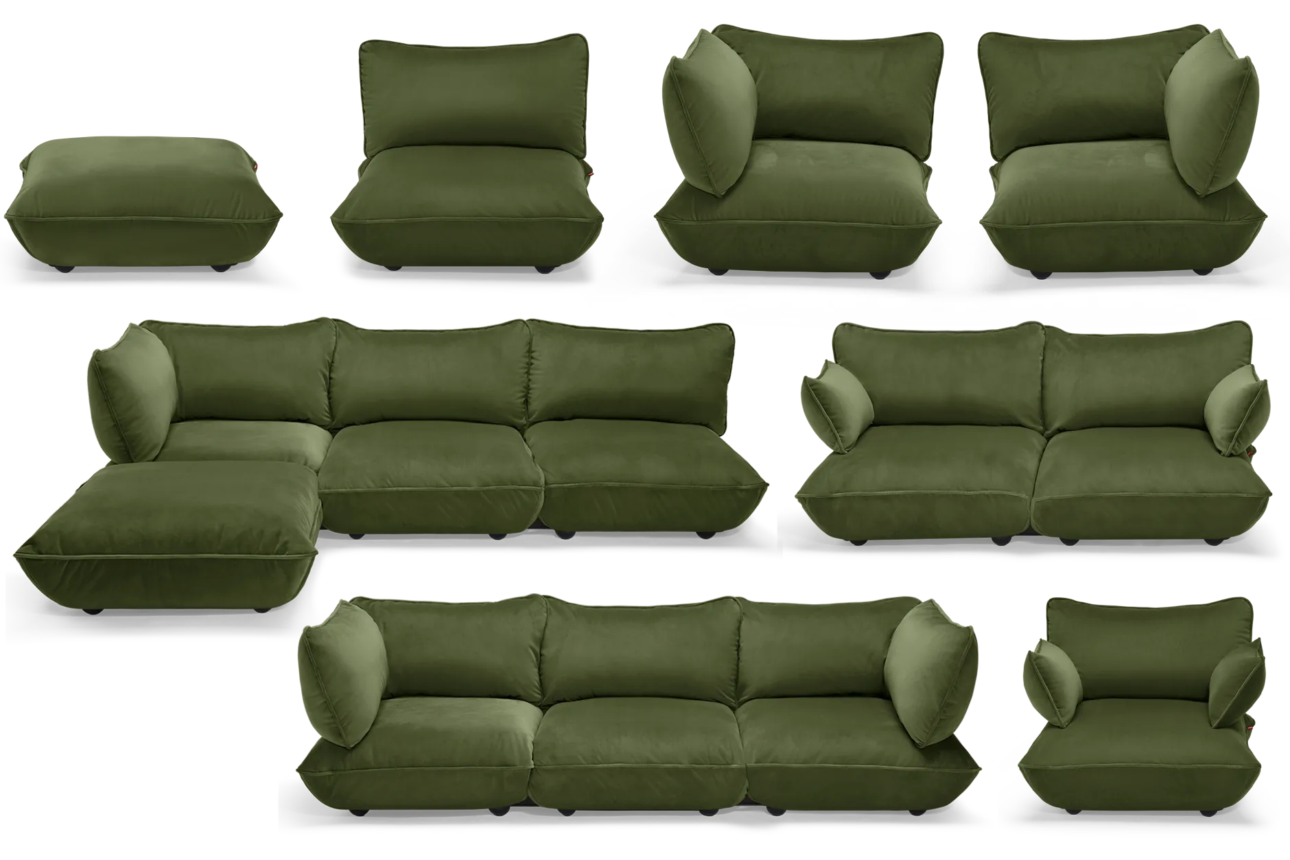 Sumo Corner Sofa Velvet Modulares Indoor-Sofa, 301x108x90 cm