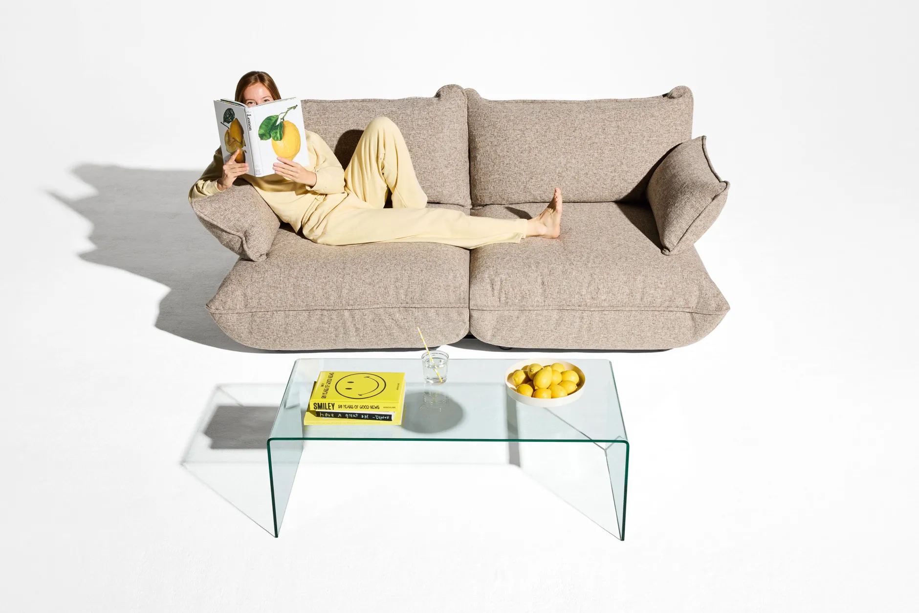 Sumo Loveseat Boucle Light Brown Melange Loveseat, 114x108x90 cm