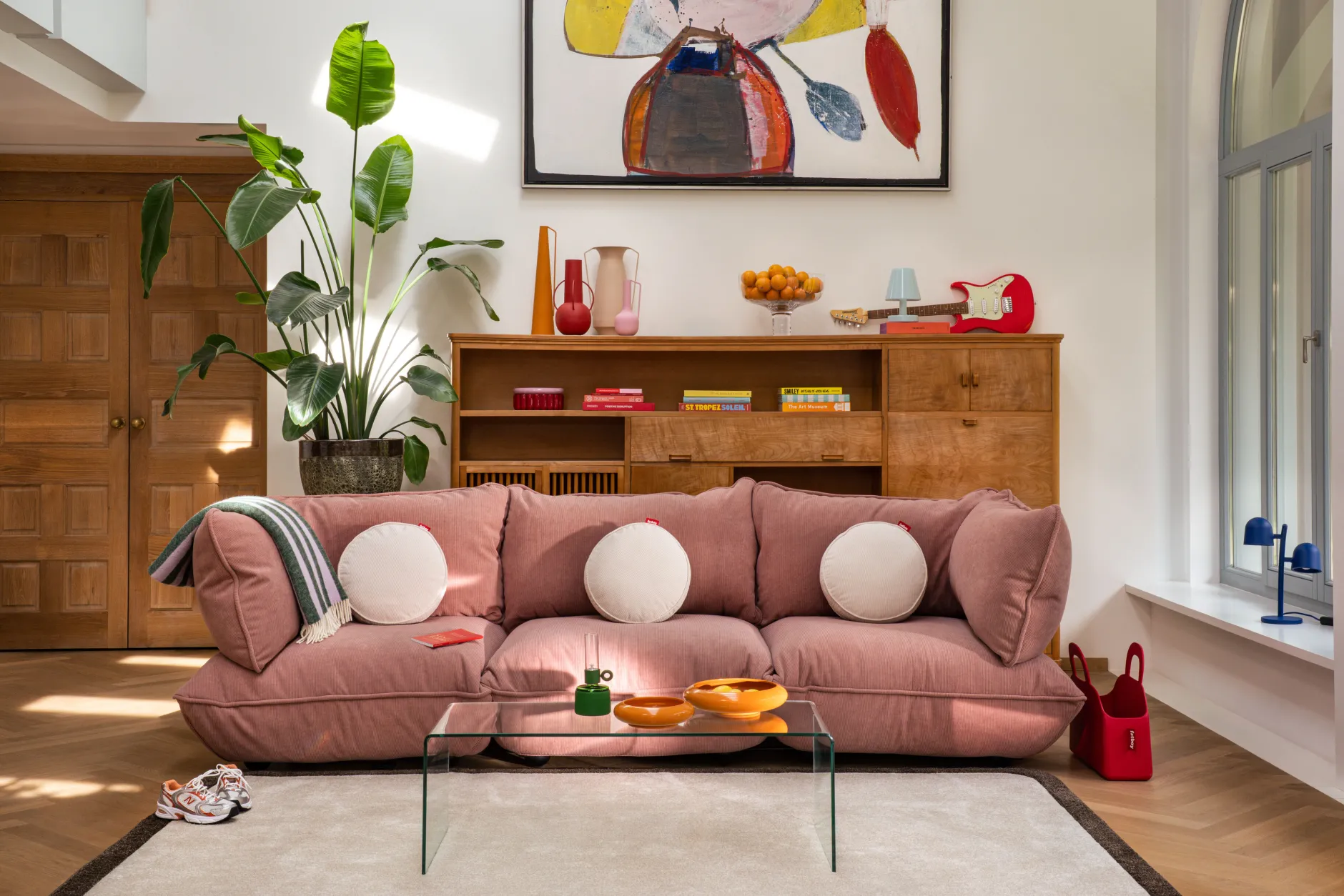 Sumo Loveseat Cord Soft Pink Loveseat, 114x108x90 cm