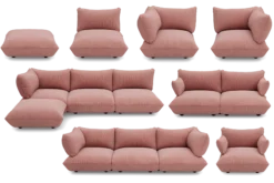 Sumo Loveseat Cord Soft Pink Loveseat, 114x108x90 cm