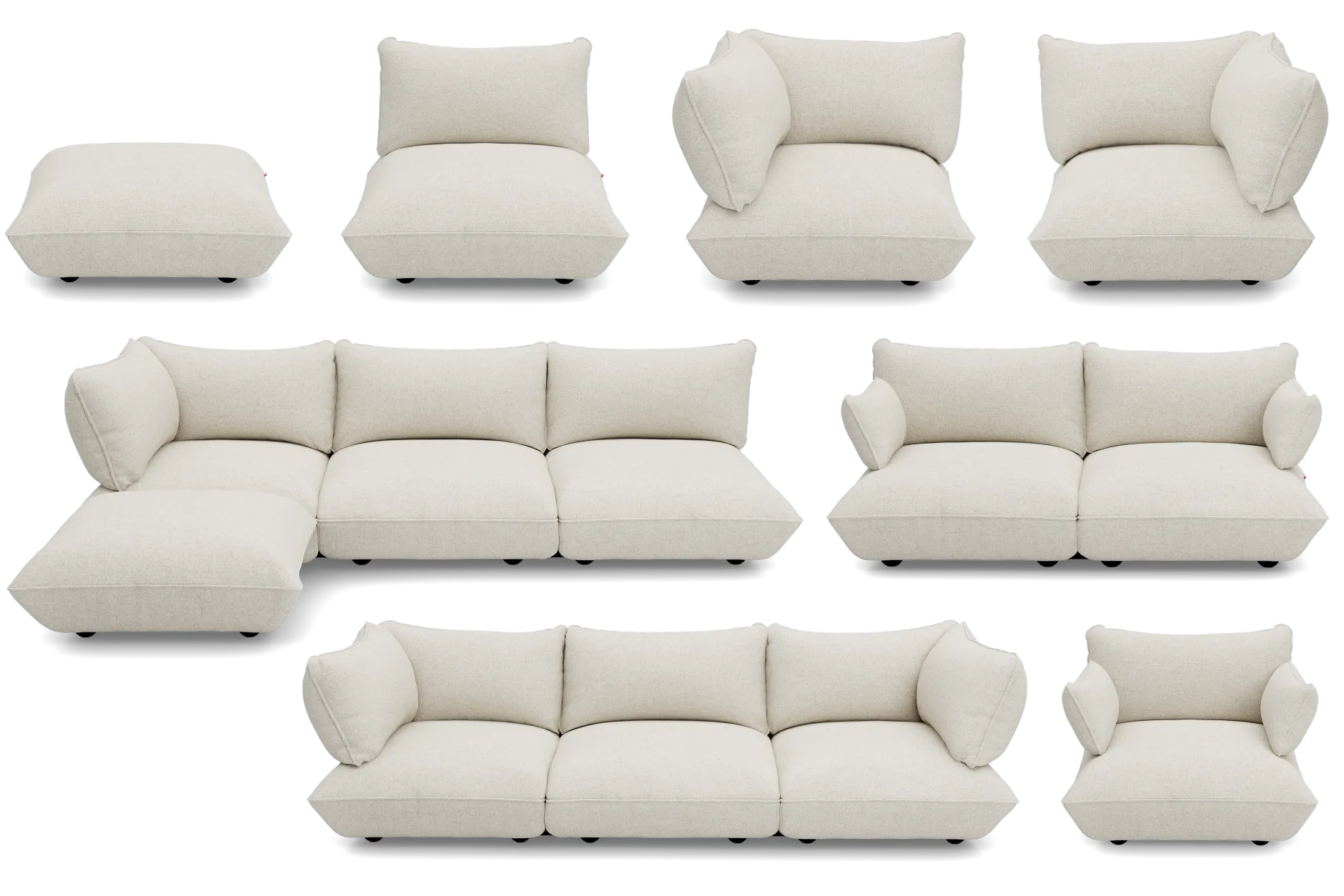 Sumo Sofa Grand Boucle Beige Modulares Indoor-Sofa, 301x108x90 cm