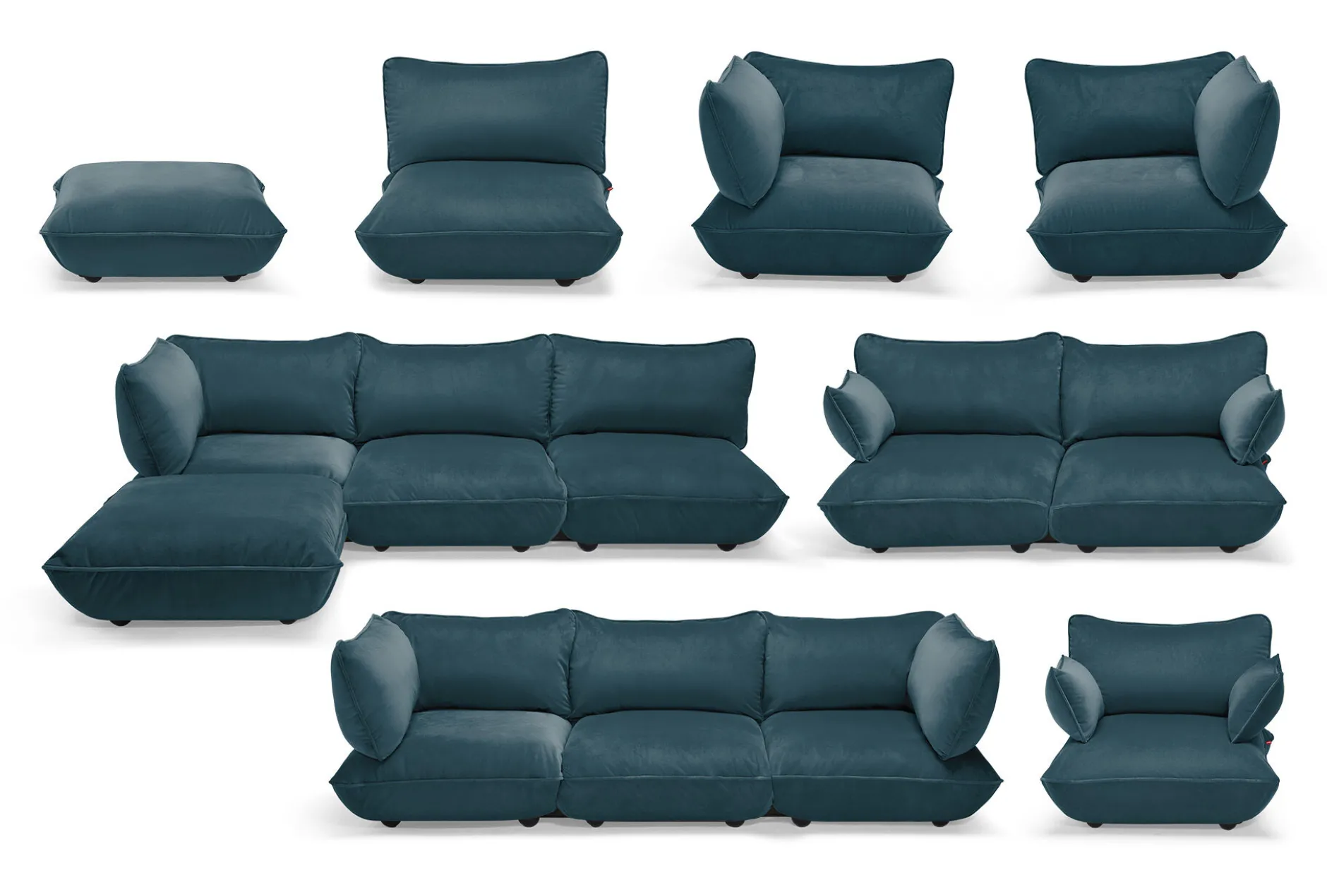 Sumo Sofa Grand Velvet Petrol Modulares Indoor-Sofa, 301x108x90 cm
